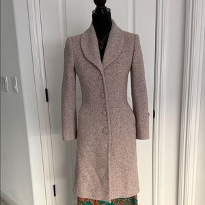 Petite Sophisticate Women's Herringbone Trench Coat in Cream